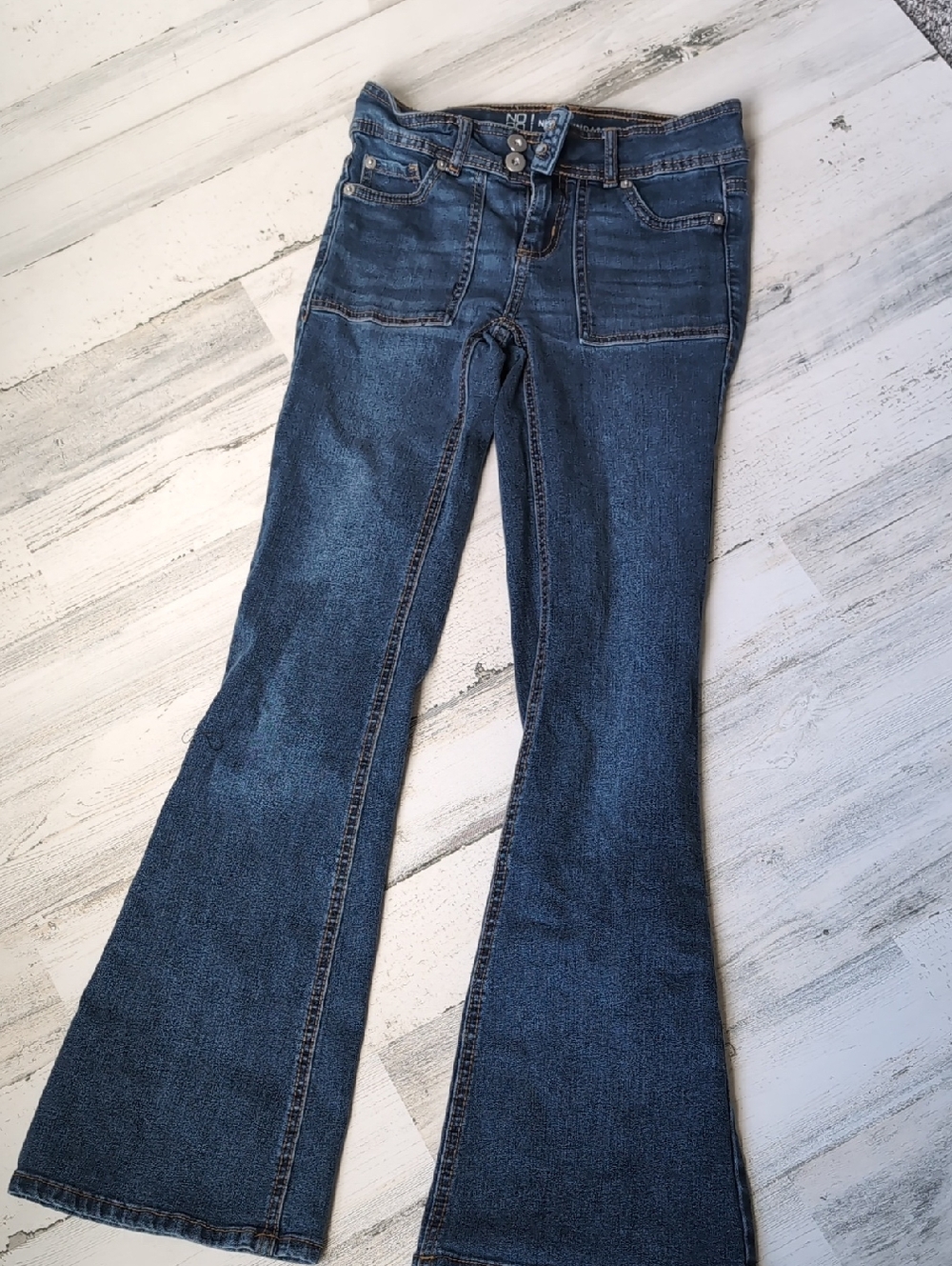 No Boundaries Dark Blue Flare Wide Leg Jeans